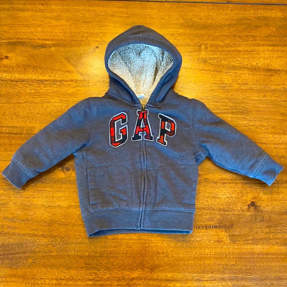 Baby Gap Toddler Boys Gray, Sherpa Lined Hoodie